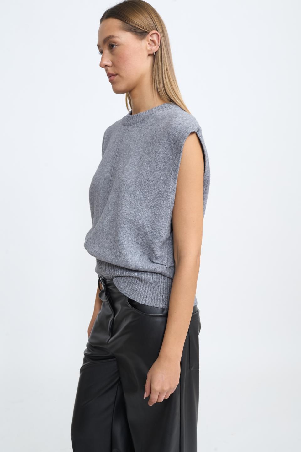 Gilet fascia costine grigio melange - Autunno - Inverno 2025 | Brend