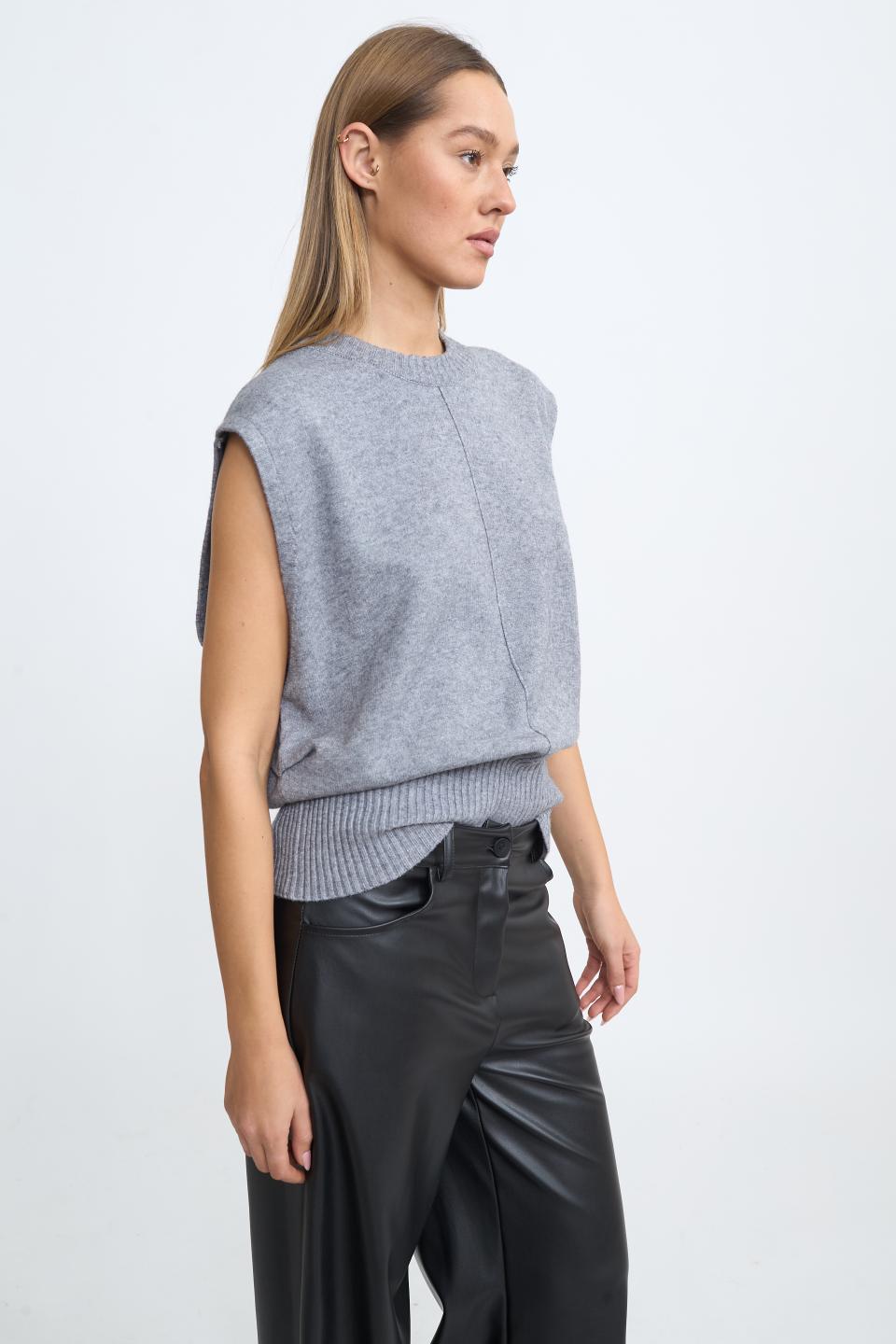 Gilet fascia costine grigio melange - Autunno - Inverno 2025 | Brend
