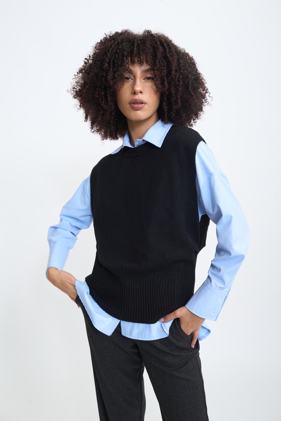Gilet fascia costine nero - Autunno - Inverno 2025 | Brend
