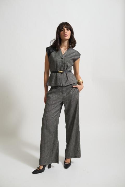 Gilet con pizzo spigato nero - Autunno - Inverno 2025 | Brend