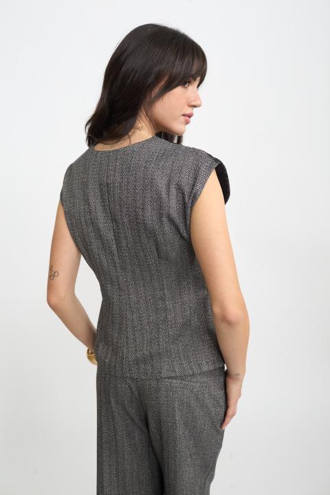 Gilet con pizzo spigato nero - Autunno - Inverno 2025 | Brend