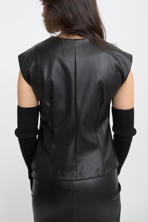 Gilet effetto pelle nero - Autunno - Inverno 2025 | Brend