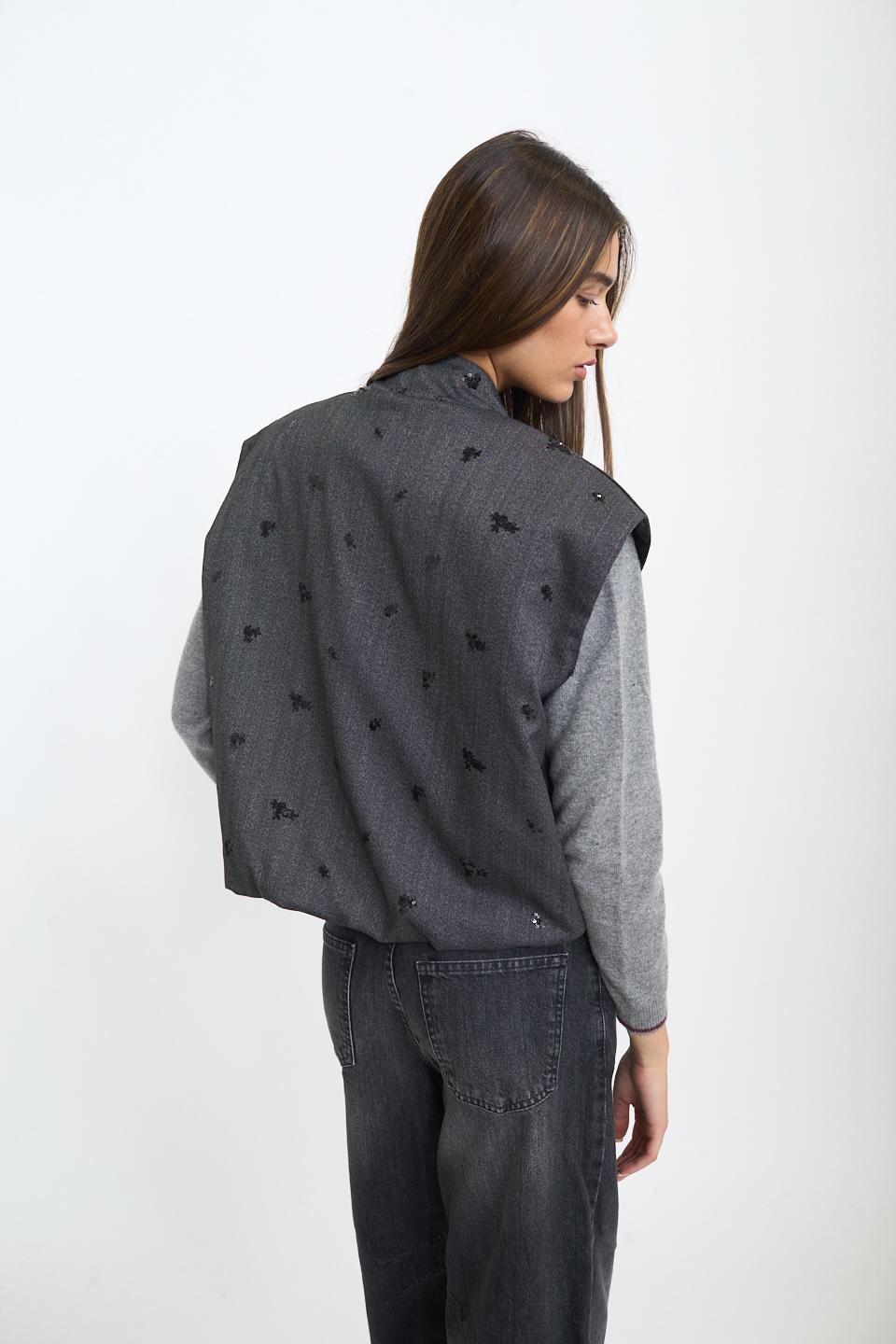 Gilet ricami paillettes grigio/nero - Autunno - Inverno 2025 | Brend