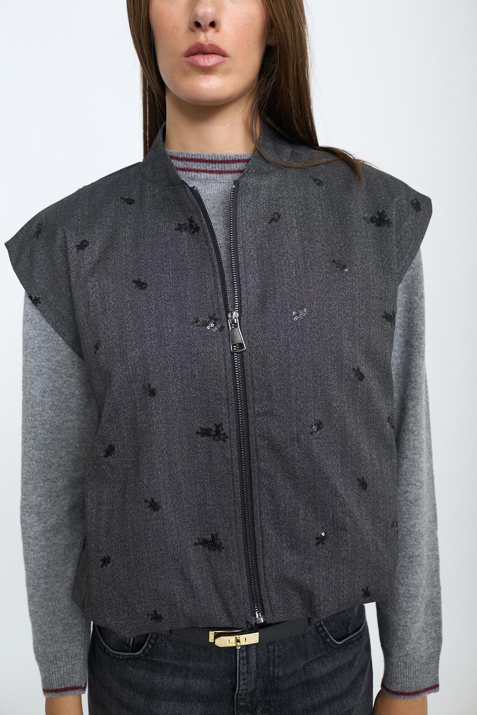 Gilet ricami paillettes grigio/nero - Autunno - Inverno 2025 | Brend