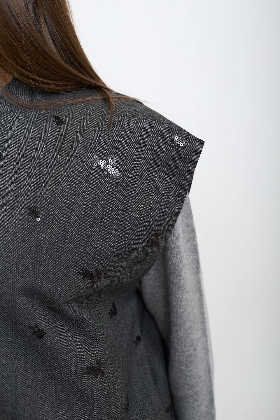 Gilet ricami paillettes grigio/nero - Autunno - Inverno 2025 | Brend
