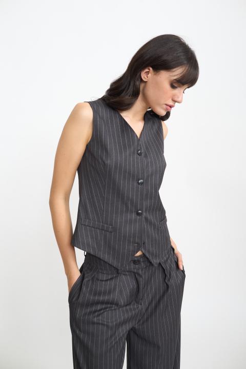 Gilet gessato grigio - Autunno - Inverno 2025 | Brend