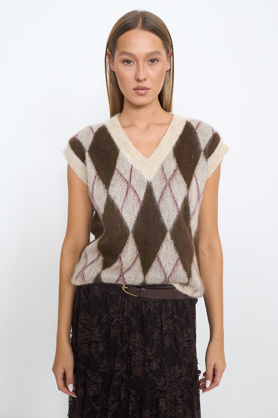 Gilet rombi rombi panna - Autunno - Inverno 2025 | Brend