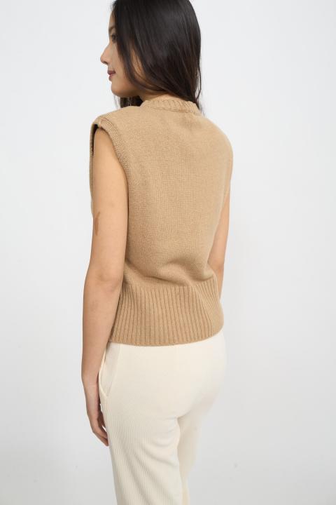 Gilet girocollo spalline caramello - Autunno - Inverno 2025 | Brend