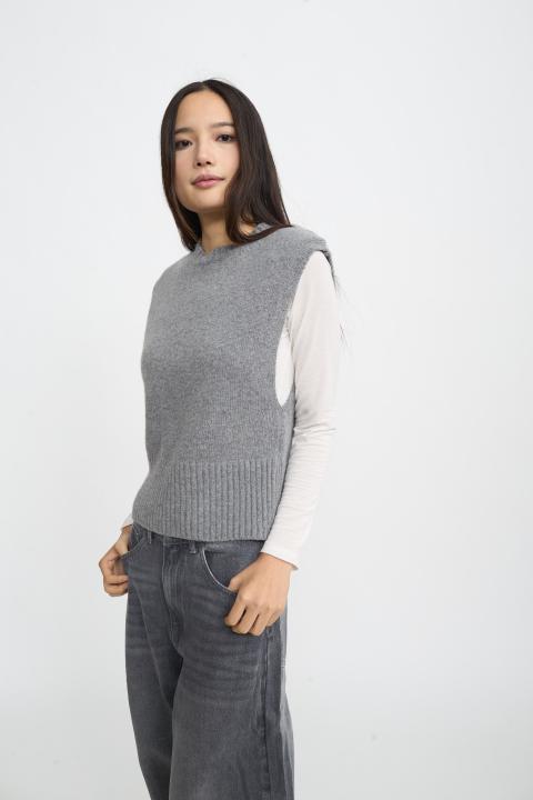 Gilet girocollo spalline grigio - Autunno - Inverno 2025 | Brend