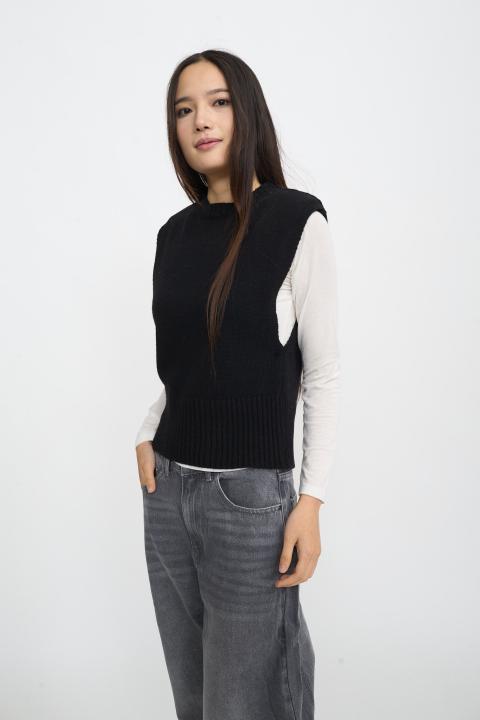 Gilet girocollo spalline nero - Autunno - Inverno 2025 | Brend