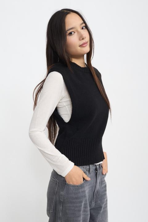 Gilet girocollo spalline nero - Autunno - Inverno 2025 | Brend