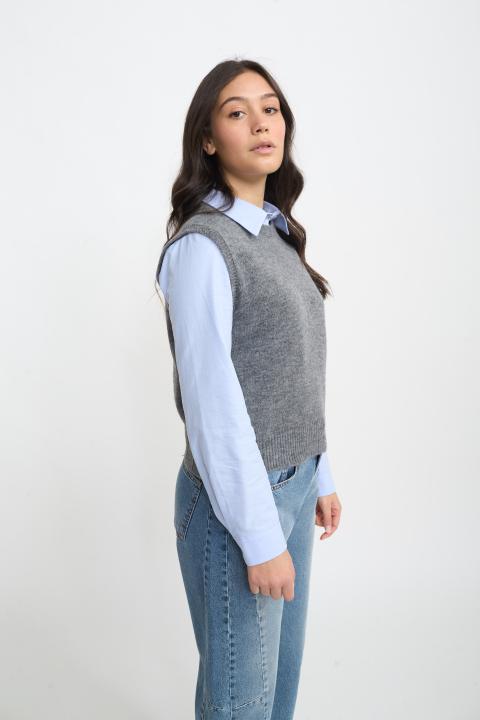 Gilet scollo rotondo grigio medio - Autunno - Inverno 2025 | Brend