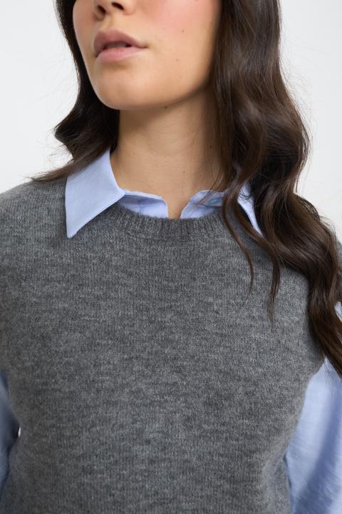 Gilet scollo rotondo grigio medio - Autunno - Inverno 2025 | Brend