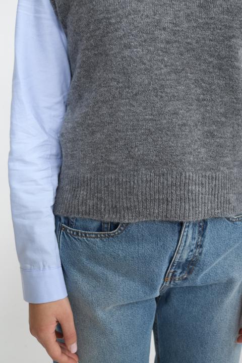 Gilet scollo rotondo grigio medio - Autunno - Inverno 2025 | Brend