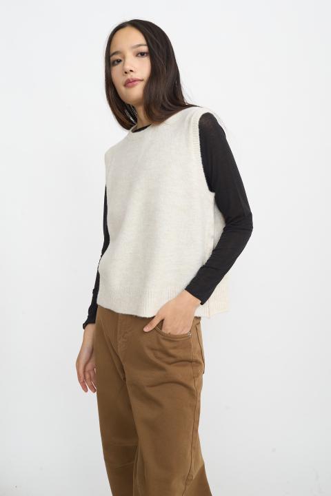 Gilet scollo rotondo panna - Autunno - Inverno 2025 | Brend