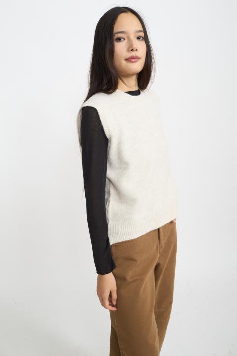 Gilet scollo rotondo panna - Autunno - Inverno 2025 | Brend