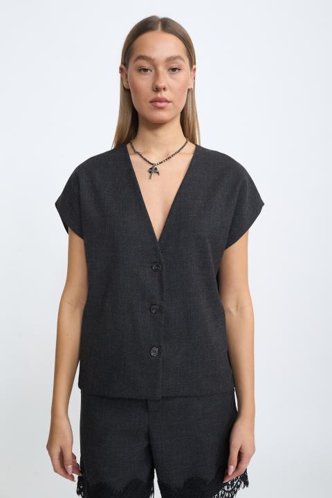 Gilet over scollo V nero - Autunno - Inverno 2025 | Brend