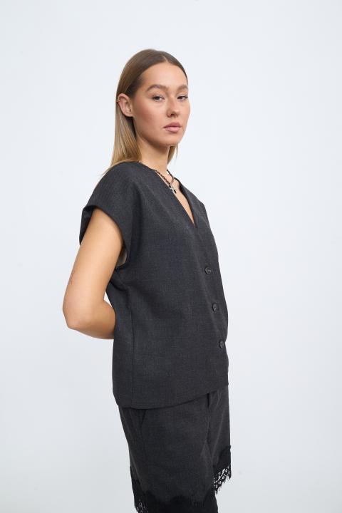 Gilet over scollo V nero - Autunno - Inverno 2025 | Brend
