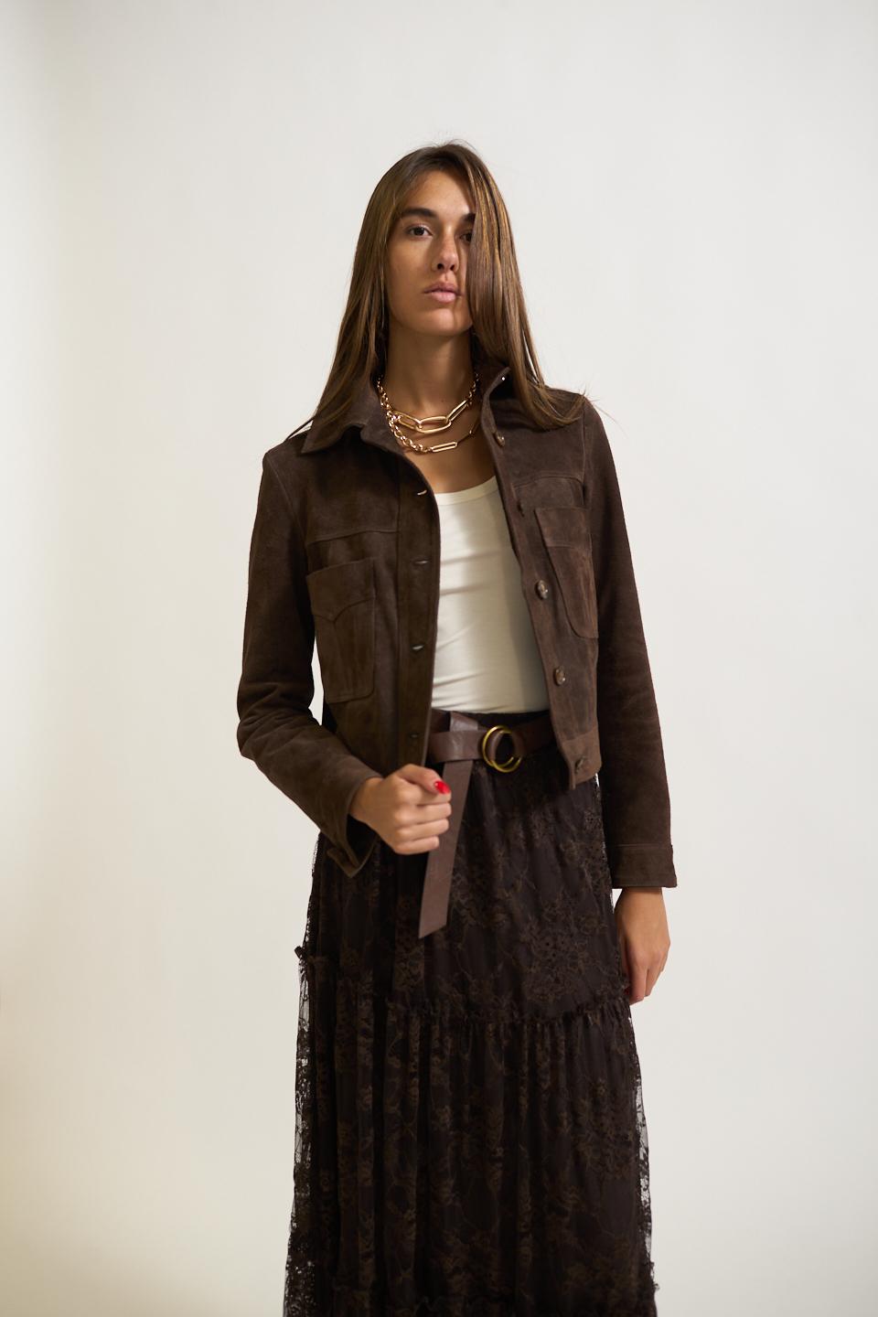 Giubbino scamosciato tasche moka - Autunno - Inverno 2025 | Brend