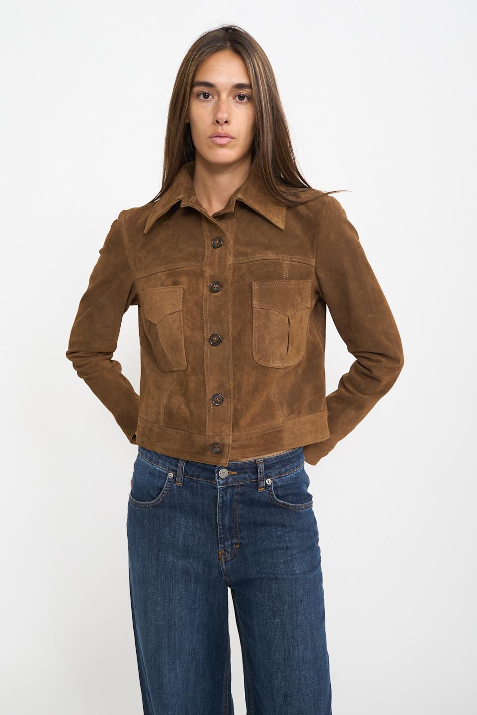 Giubbino scamosciato tasche tabacco - Autunno - Inverno 2025 | Brend