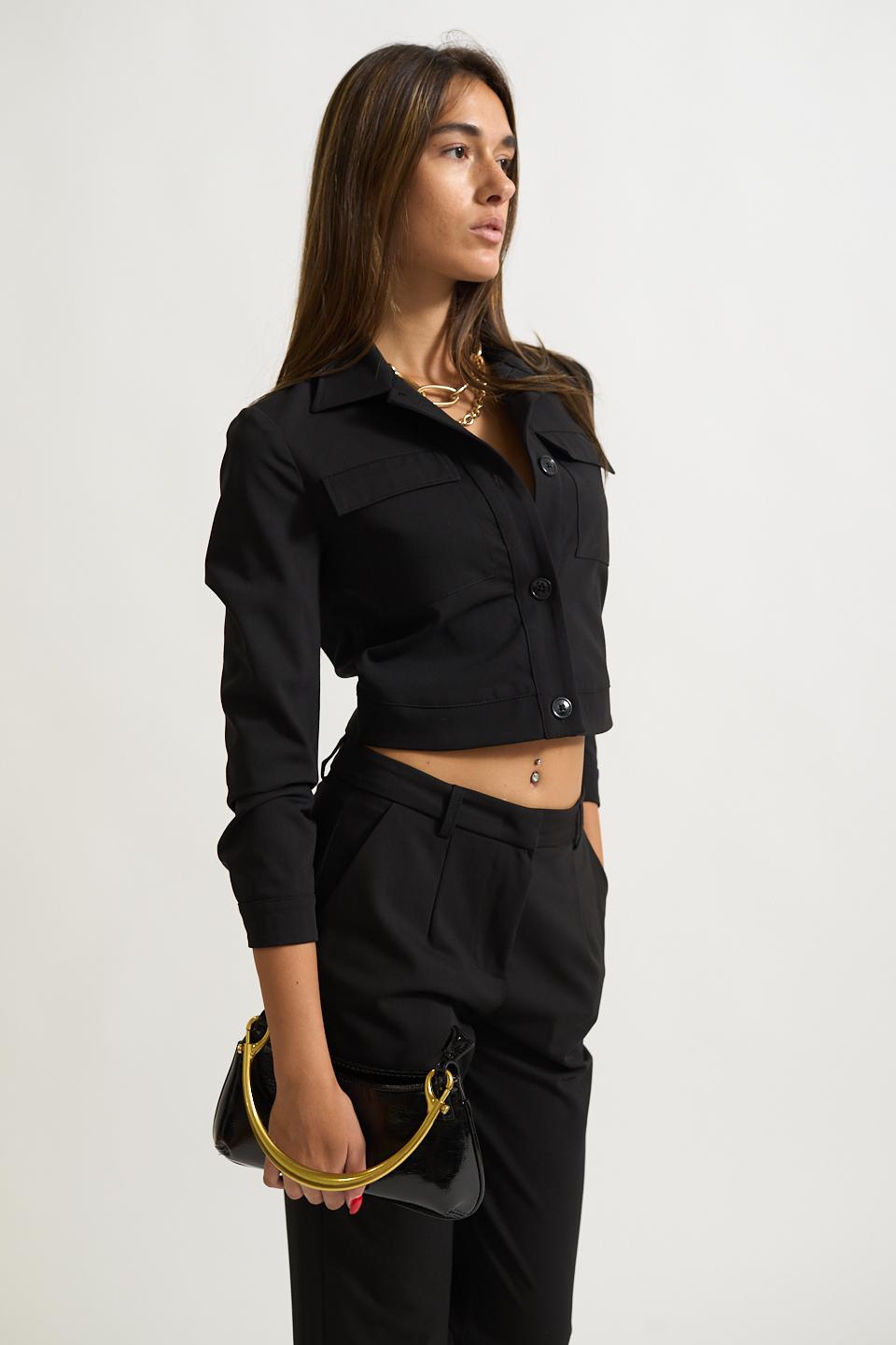 Giubbino cropped pattine nero - Autunno - Inverno 2025 | Brend