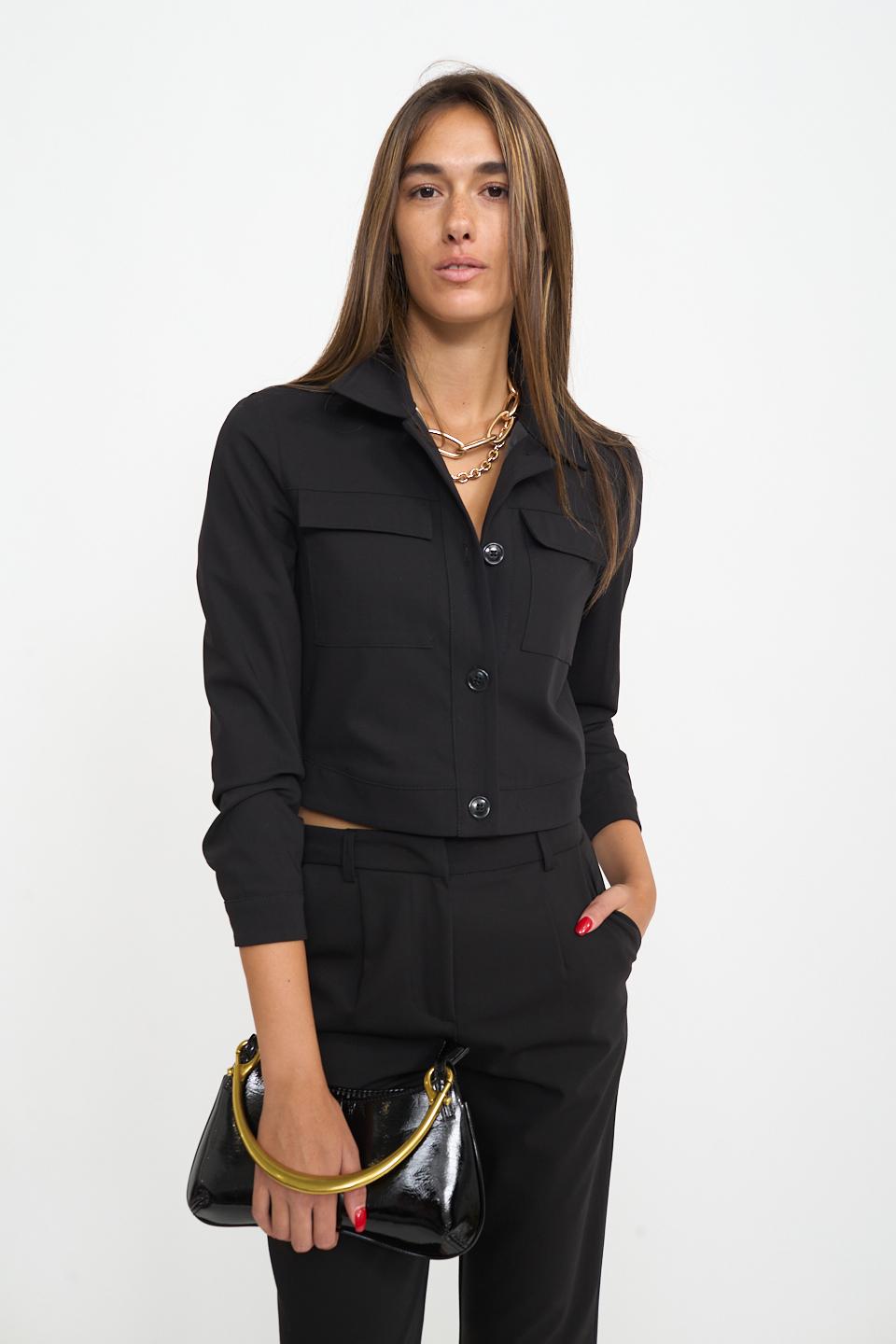 Giubbino cropped pattine nero - Autunno - Inverno 2026 | Brend