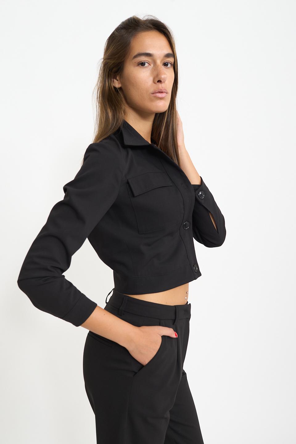Giubbino cropped pattine nero - Autunno - Inverno 2026 | Brend