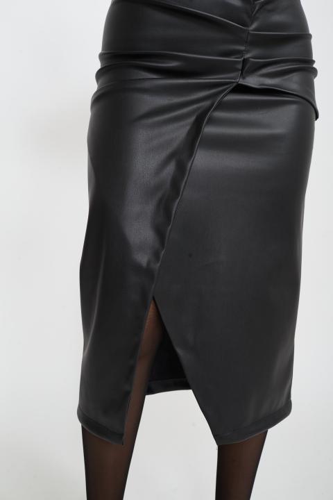 Gonna longuette effetto pelle nero - Autunno - Inverno 2025 | Brend