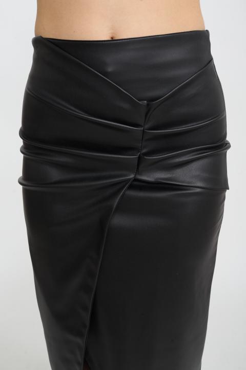 Gonna longuette effetto pelle nero - Autunno - Inverno 2025 | Brend