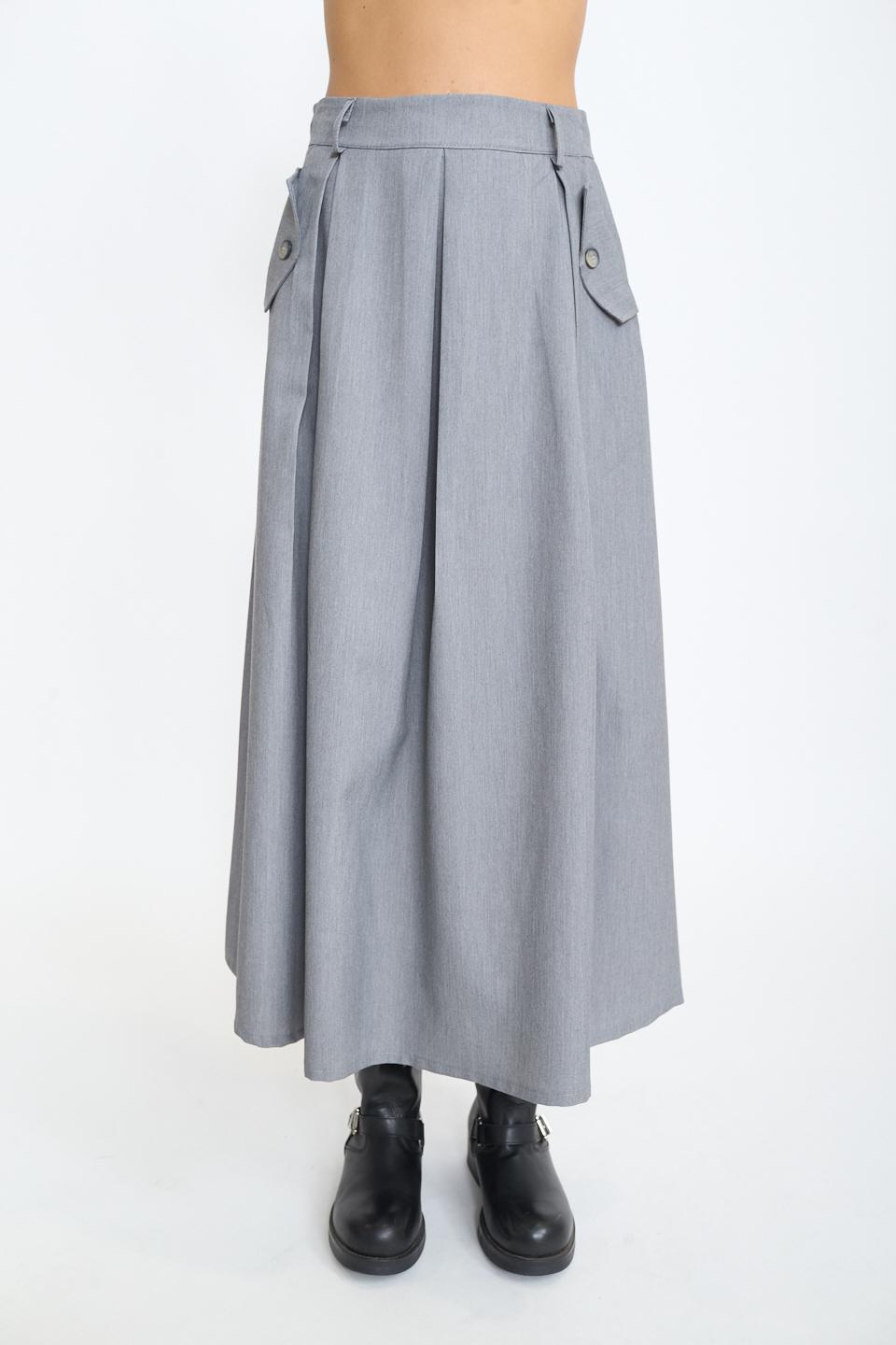 Gonna pieghe con pattine grigio - Autunno - Inverno 2025 | Brend