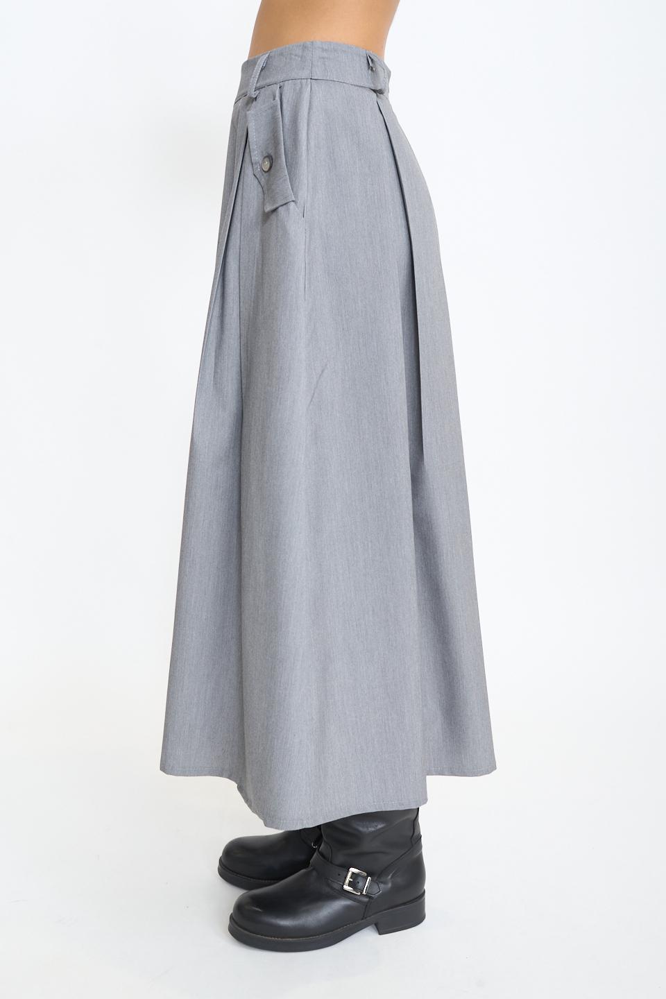 Gonna pieghe con pattine grigio - Autunno - Inverno 2025 | Brend