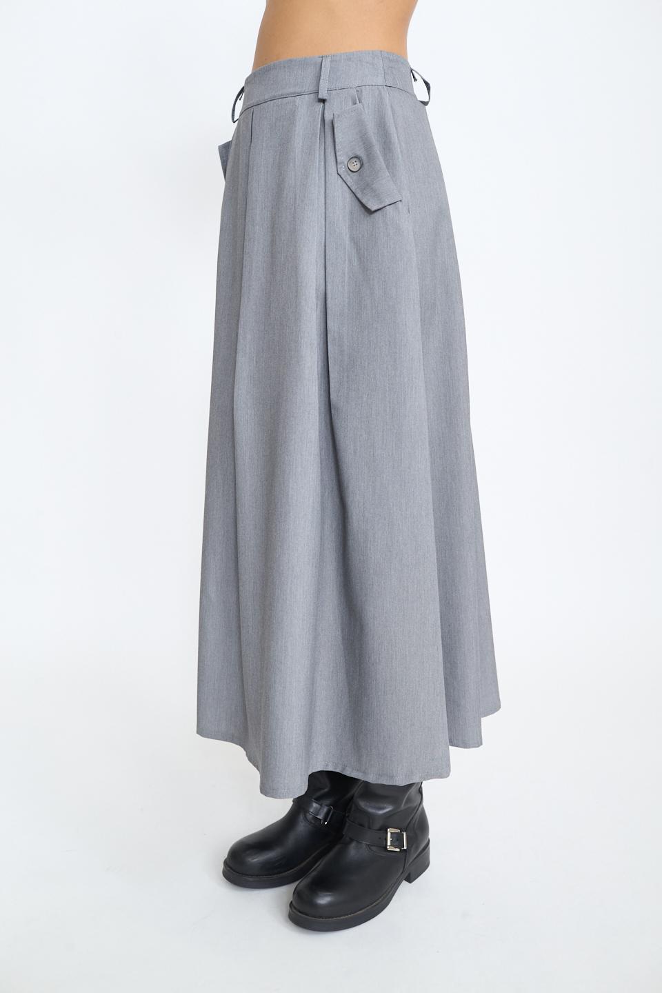 Gonna pieghe con pattine grigio - Autunno - Inverno 2025 | Brend