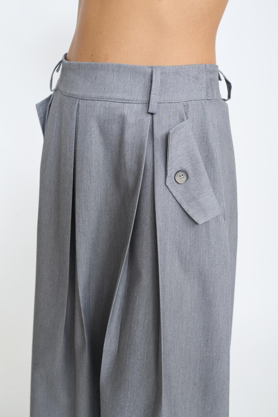 Gonna pieghe con pattine grigio - Autunno - Inverno 2025 | Brend