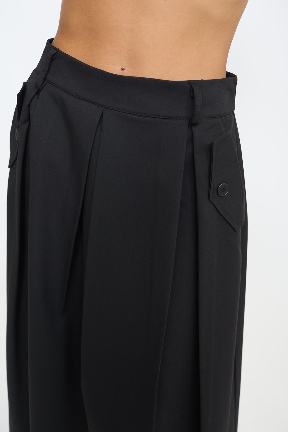 Gonna pieghe con pattine nero - Autunno - Inverno 2025 | Brend