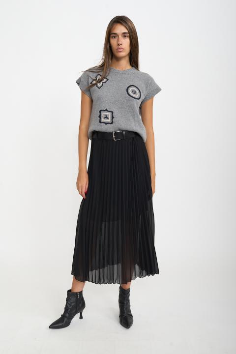 Gonna plissè con cinta nero - Autunno - Inverno 2025 | Brend