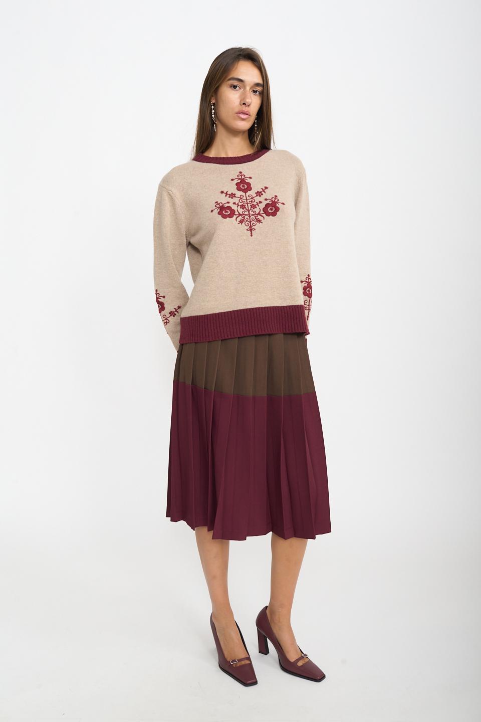 Gonna pieghe bicolor moro/burgundy - Autunno - Inverno 2025 | Brend