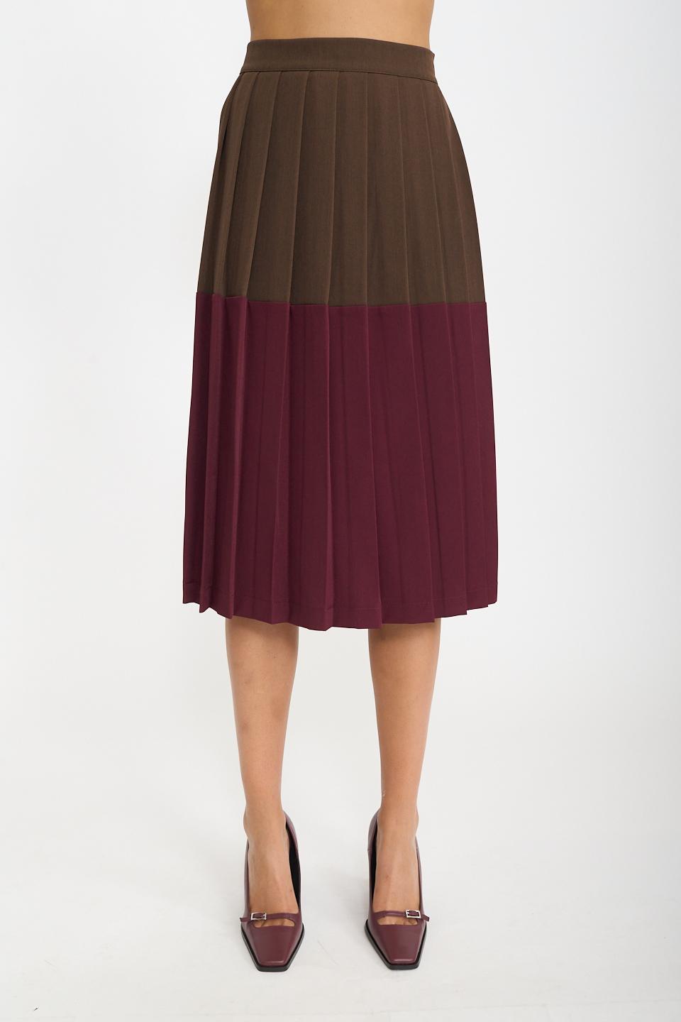 Gonna pieghe bicolor moro/burgundy - Autunno - Inverno 2026 | Brend