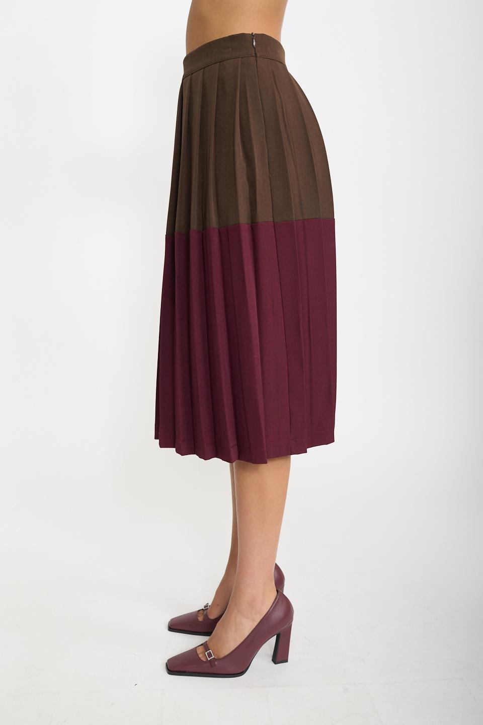 Gonna pieghe bicolor moro/burgundy - Autunno - Inverno 2026 | Brend