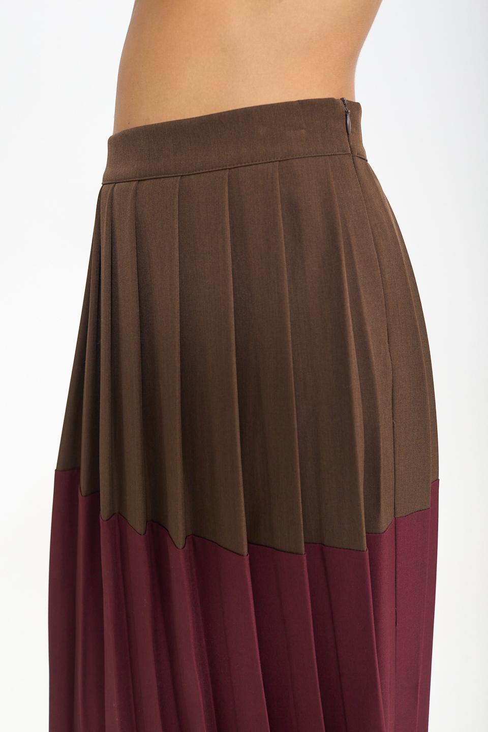 Gonna pieghe bicolor moro/burgundy - Autunno - Inverno 2026 | Brend