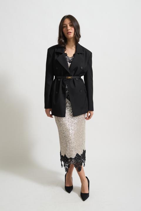 Gonna paillettes e pizzo argento - Autunno - Inverno 2025 | Brend