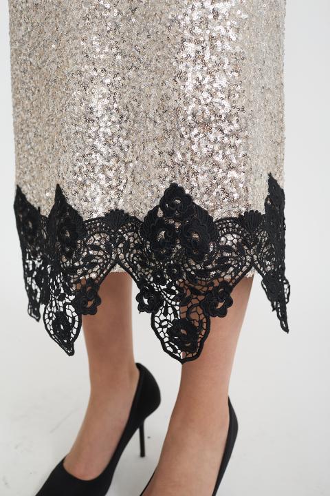 Gonna paillettes e pizzo argento - Autunno - Inverno 2025 | Brend