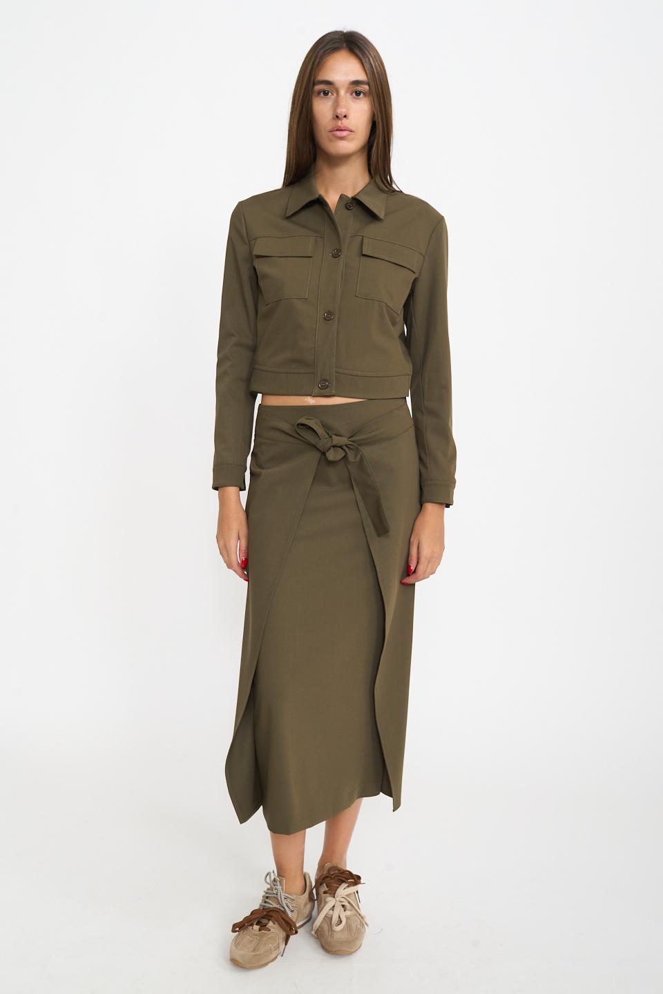 Gonna doppiata con nodo verde l. - Autunno - Inverno 2025 | Brend