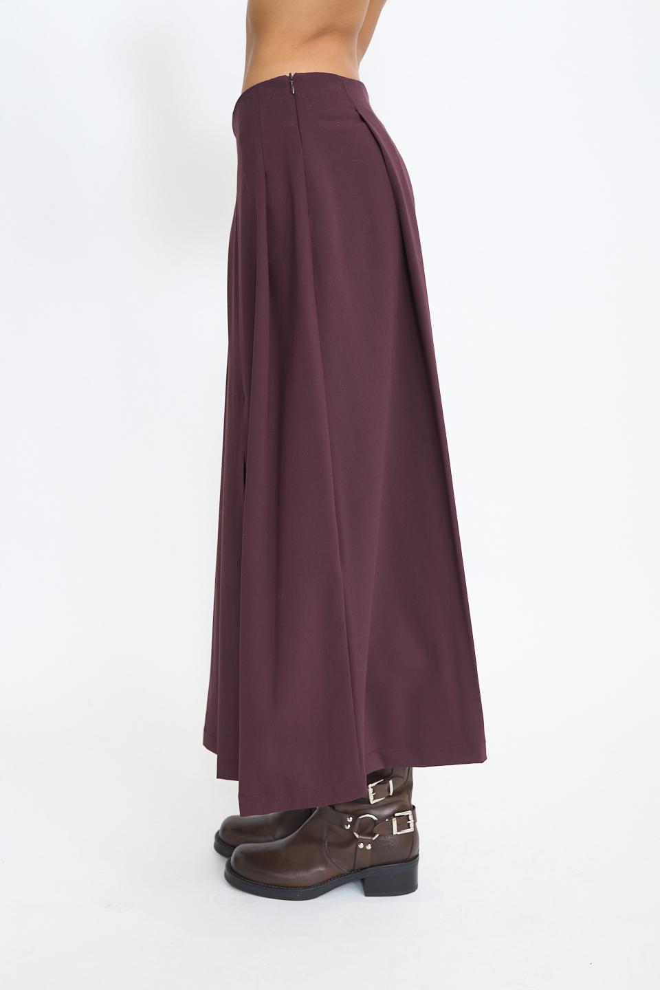 Gonna pieghe spacco burgundy - Autunno - Inverno 2025 | Brend