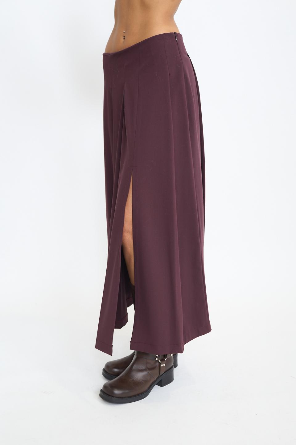 Gonna pieghe spacco burgundy - Autunno - Inverno 2025 | Brend