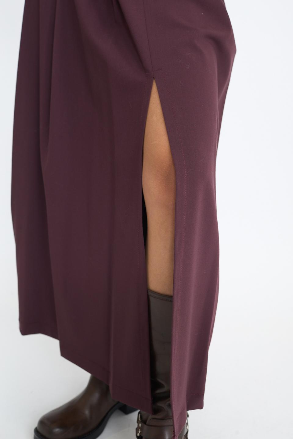 Gonna pieghe spacco burgundy - Autunno - Inverno 2025 | Brend