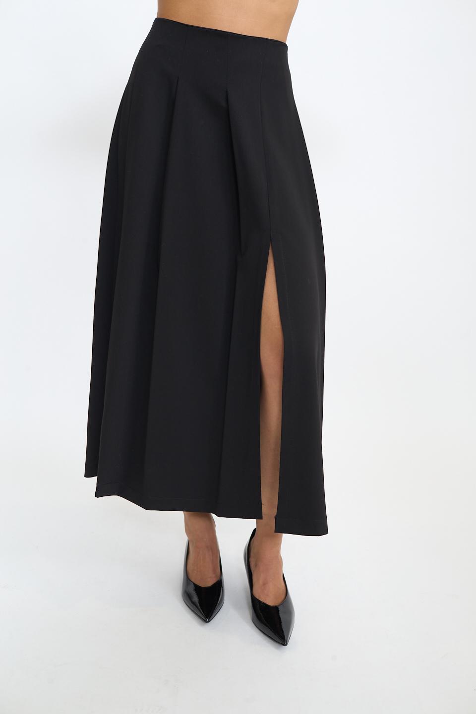 Gonna pieghe spacco nero - Autunno - Inverno 2025 | Brend