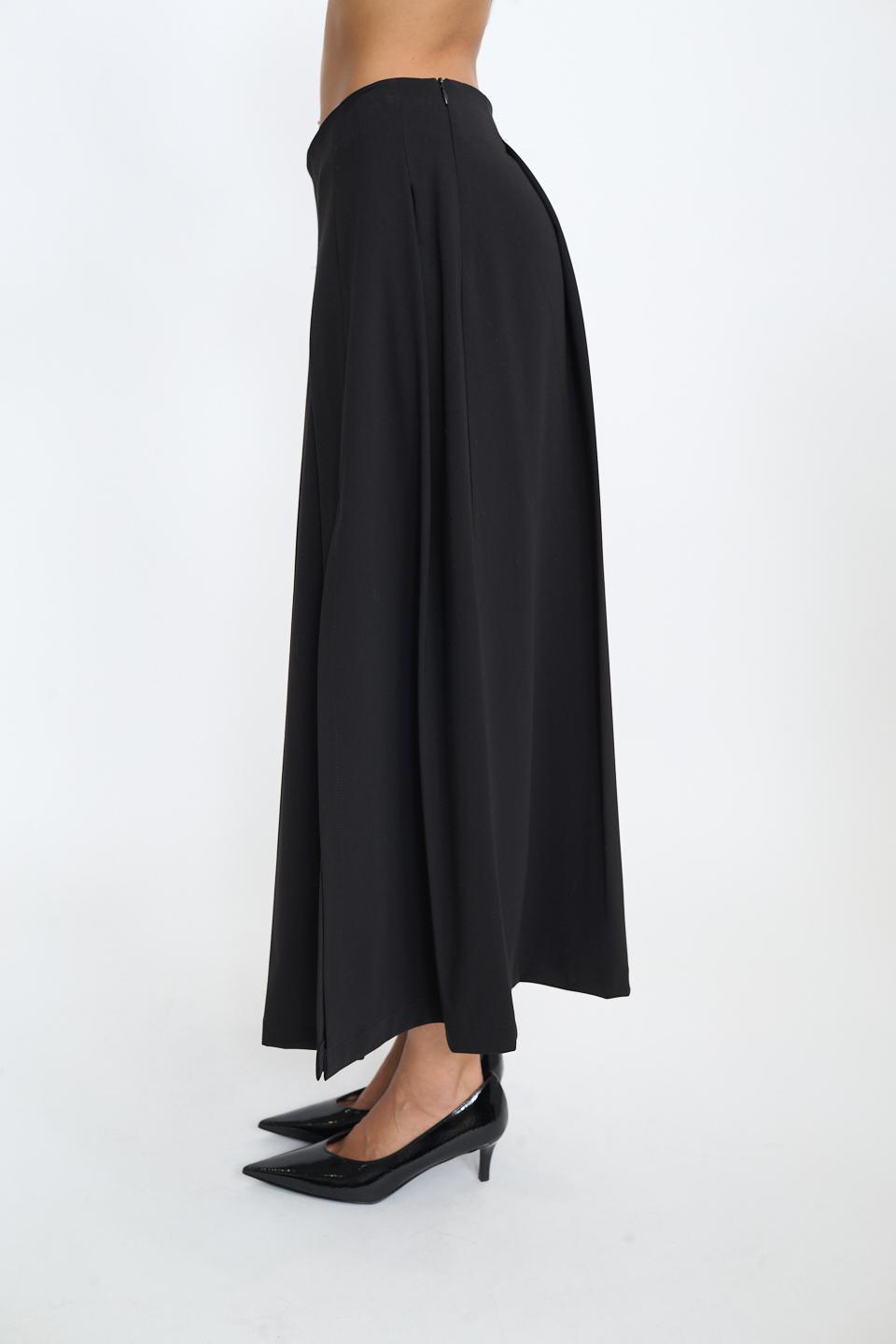 Gonna pieghe spacco nero - Autunno - Inverno 2025 | Brend