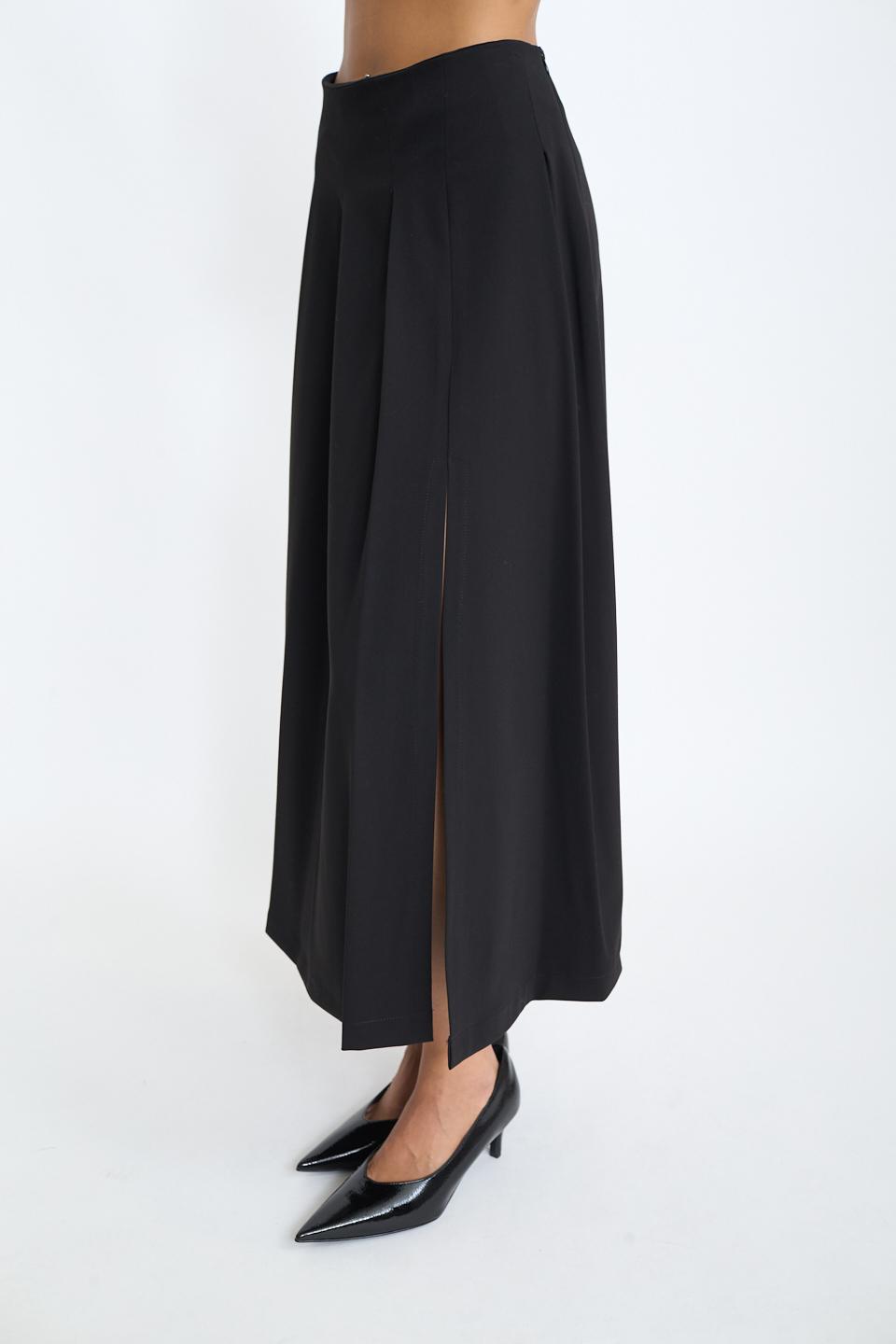 Gonna pieghe spacco nero - Autunno - Inverno 2025 | Brend