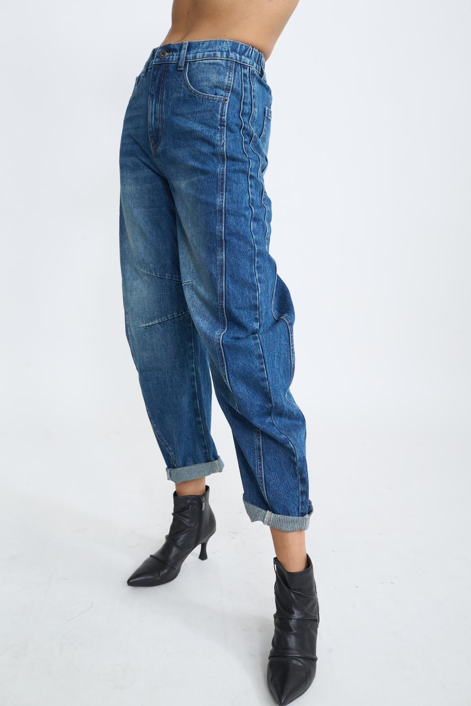 Jeans barrel cuciture denim medio - Autunno - Inverno 2025 | Brend