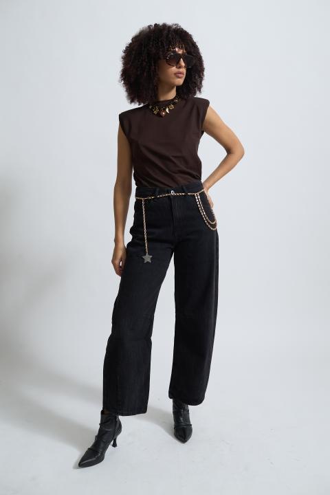 Jeans barrel cuciture nero - Autunno - Inverno 2025 | Brend